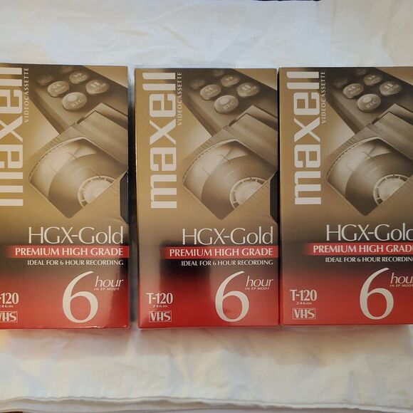 Lot Of 5 Maxell HGX-Gold Video VHS Tapes T-120 Brand New Sealed - Picture 2 of 6